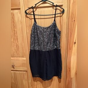 Motel Rocks Black romper with Silver Sequins
